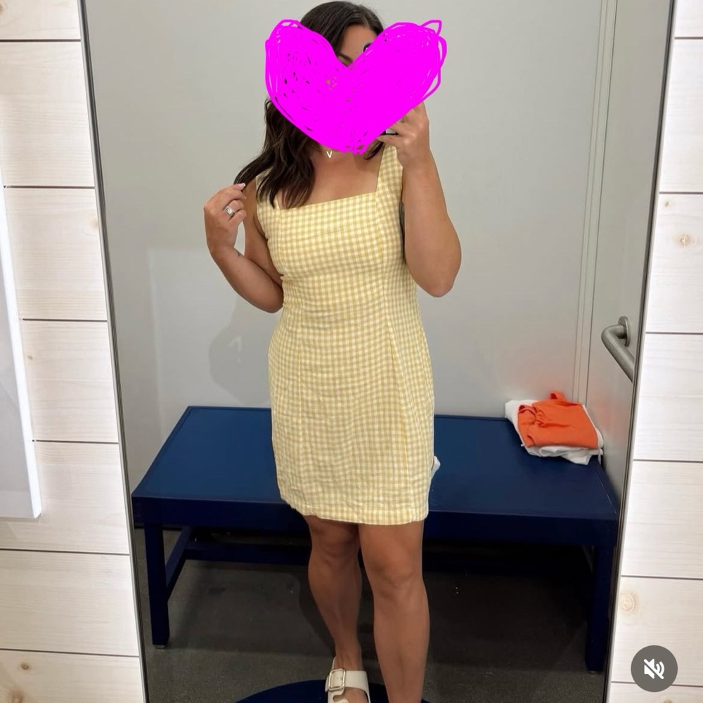 Old Navy Yellow Checkered Mini Dress